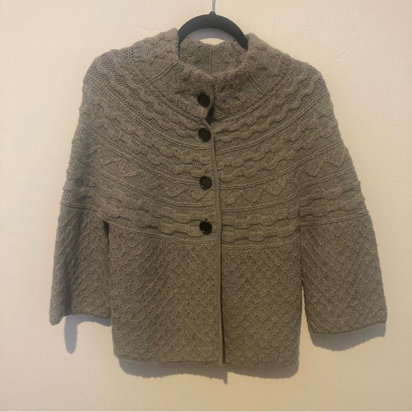 Anntarah 100% Baby Alpaca Cardigan Sweater Button Up Cable Knit Fisherman Size S - Picture 2 of 13